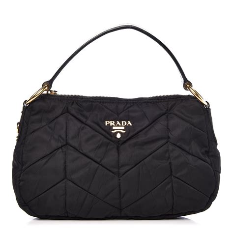 prada quilted shoulder bag black on black|Prada nylon shoulder bag black.